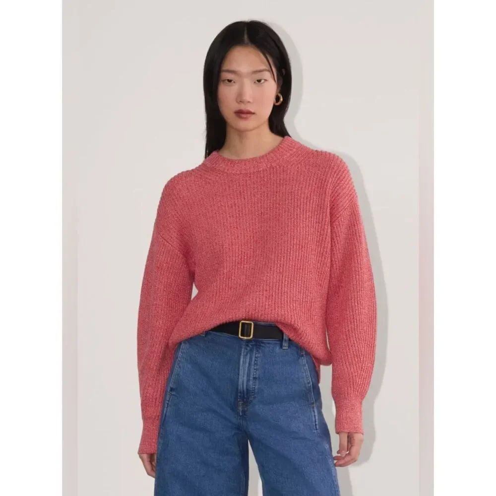 New Everlane The Cocoon Crew in Everyday Cotton in Pink Peony Size XXS